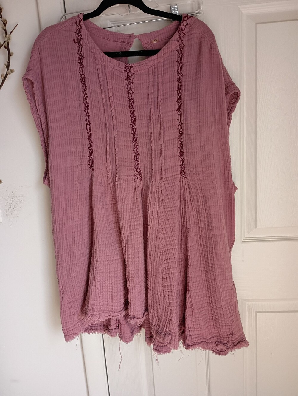 mauve textured cotton gauze tunic from Free People